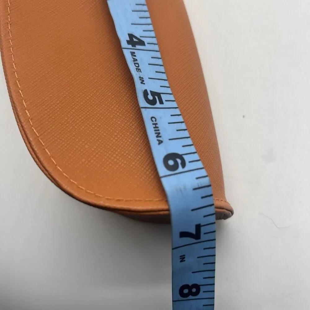 TORY BURCH Case Sunglasses Eyeglasses Saffiano Leather Orange Snap‎ Closure Logo